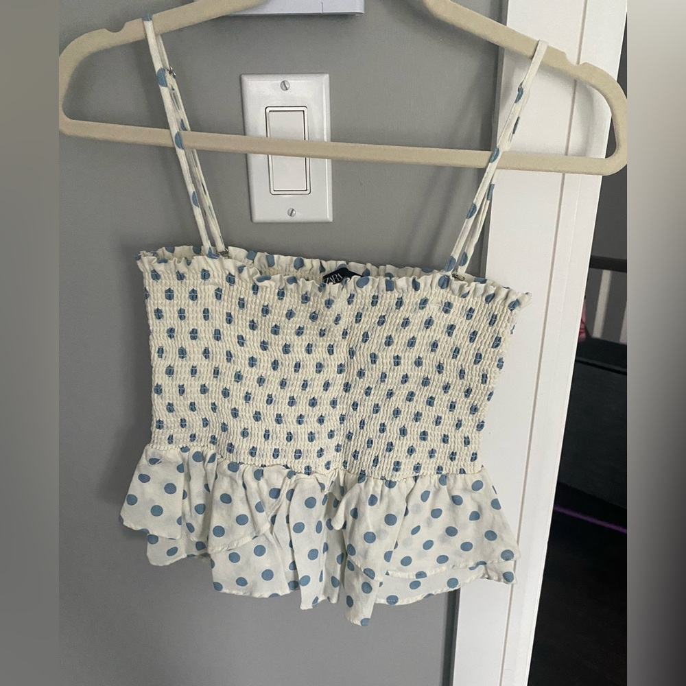 Polka Dot Smocked Crop Top